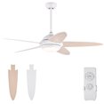 thumbnail image 1 of Patiojoy 52" Ceiling Fan with Light and Remote Control Indoor Modern Ceiling Fan with Quiet Reversible ETL Motor White, 1 of 10