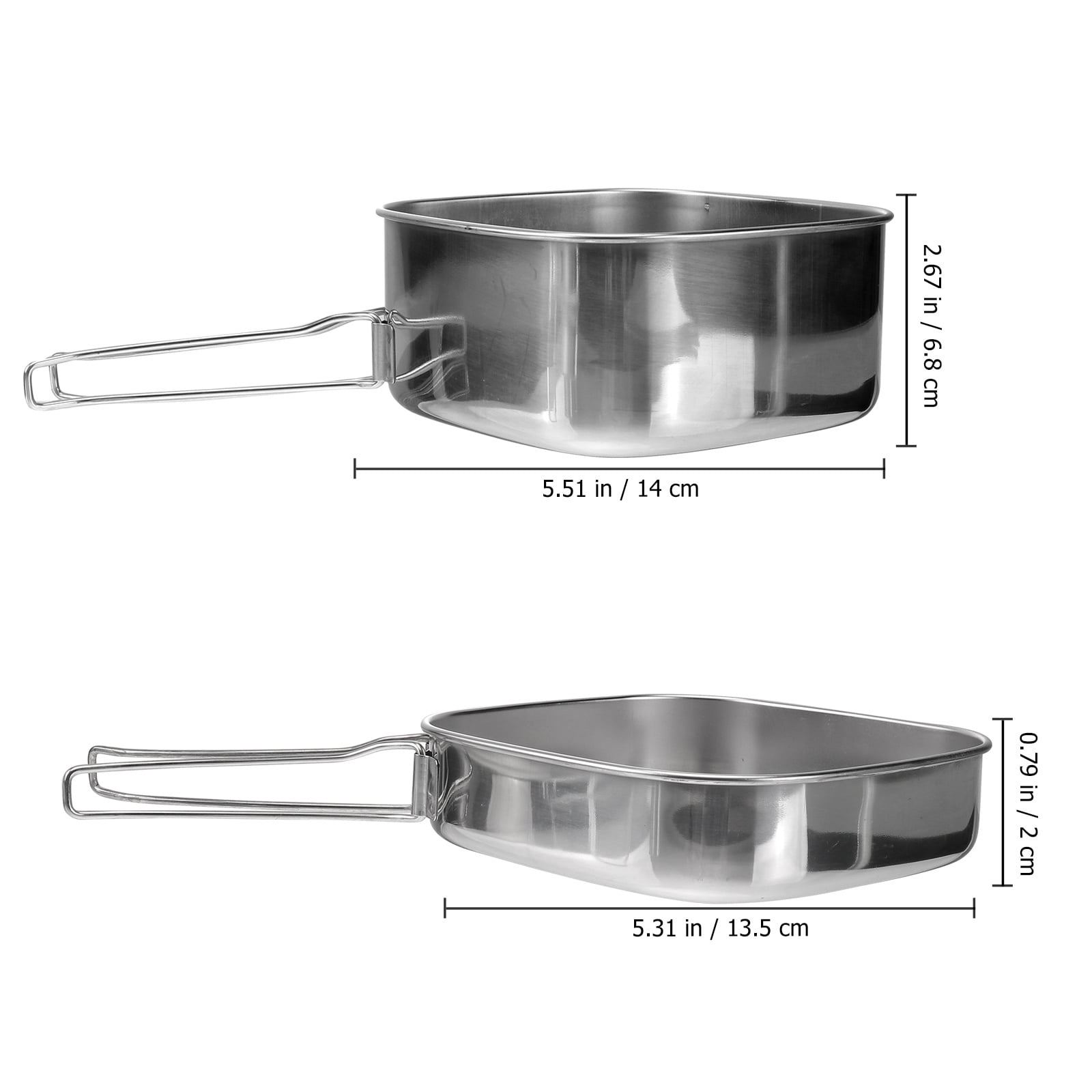 WASHWEPE Silver Stainless Steel Cookware Set for Picnic with Foldable Handles and Multifunction Use