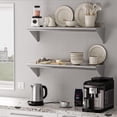 thumbnail image 2 of Stainless Steel Shelf Heavy Duty Floating Shelves Commercial Wall Mounted Shelving Storage Rack with Backsplash for Home Kitchen Hotel Restaurant Bar, 2 of 9