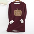 thumbnail image 1 of Chemises pour Femmes en Molleton Épais à Manches Longues Imprimé Velours Chaud Col Rond sous-Vêtements Hauts Blouse pour Femmes en Liquidation, 1 of 3