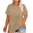 thumbnail image 1 of Timegard Haut Grande Taille pour Femmes Col Rond Épaules Tombantes Manches Courtes Couleur Unie Tee Décontracté Confortable, 1 of 5