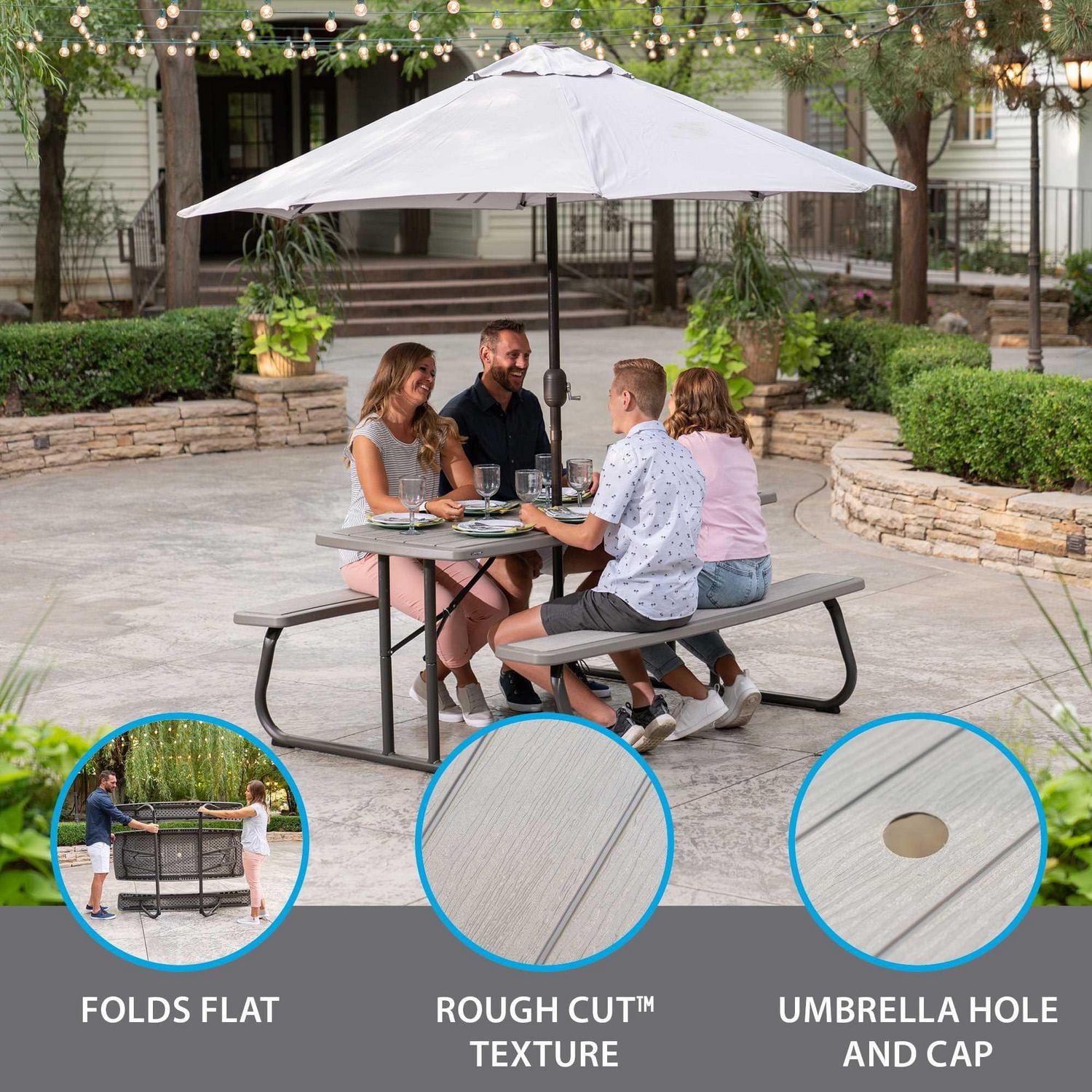 LIFETIME 6-Foot Folding Picnic Table, Rough Cut Grey