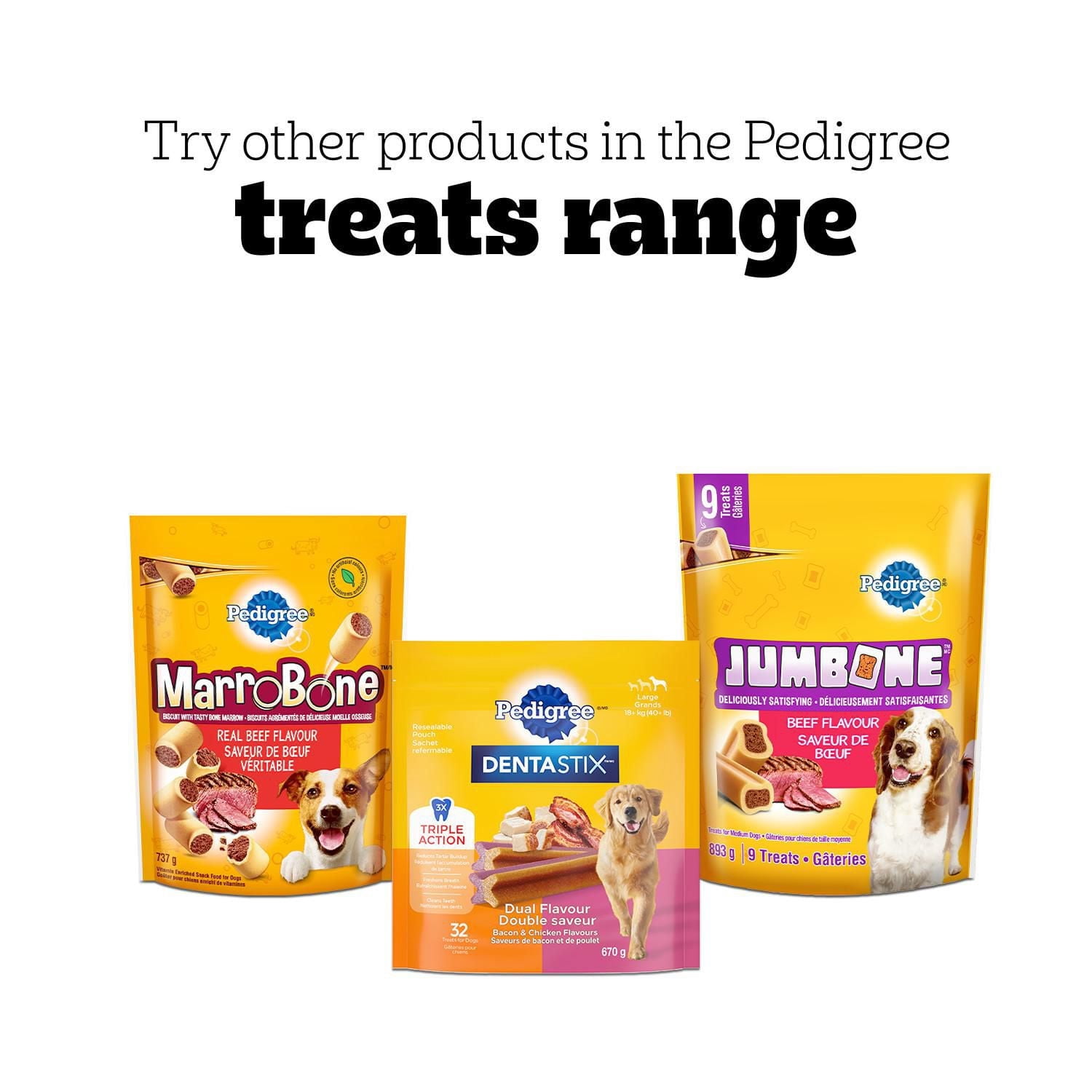 PEDIGREE Jumbone Adult Dog Treats – For Small & Medium Dogs - Beef Flavour – 2 Chews