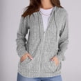 thumbnail image 2 of Womens Zip Up Hoodies Casual Solid Color Long Sleeve Hooded Coat Fall Winter Trendy Comfy Daily Jacket with Pockets Gray XL, 2 of 7