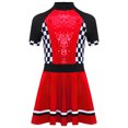 thumbnail image 3 of YiZYiF Racer Girls Costume Kids Racing Driver Fancy Dress-up Short Sleeve Zip Back A Line Dress Red 10, 3 of 5