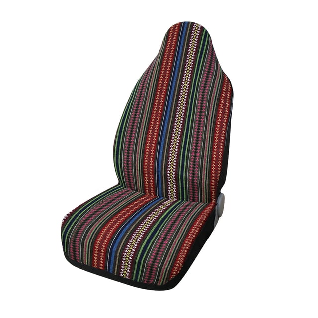 Unique Bargains Housse de Siège Automobile Universelle en Polyester Durable pour Voiture Baquet VUS avec un design Rayé vibrant Inspiré du Sud-Ouest dans les Tons Rouge, Vert, Bleu et Noir. Cette Housse Respirante et Lavable Convient à la Plupart des Sièges Baquets avec Appuie-Têtes Intégrés Ou Ajustables, Offrant une protection contre les Déversements, les Taches, la Décoloration et l'Usure. Idéale pour Rehausser les Intérieurs Automobiles avec une Mise à Niveau Élégante et Fonctionnelle.