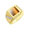 thumbnail image 3 of RYLOS Men's Rings Yellow Gold Plated Silver Designer Ring With Diamonds and Tiger Eye Tiger Eye Rings For Men Size 10, 3 of 6