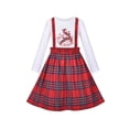 thumbnail image 1 of Ensemble 2 Pcs Fille T-Shirt Jupe à Bretelles Noël Rouge à Carreaux Renne 6 Ans, 1 of 1