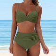 thumbnail image 2 of Huesdet Womens High Waisted Bikini Set Tie Knot High Rise Two Piece Swimsuits Bathing Suits(AG,M), 2 of 7