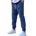 thumbnail image 3 of Ceisia Men Solid Color Loose Casual Pants Elastic Waist Drawstring Sports Gift Work Trousers, 3 of 6