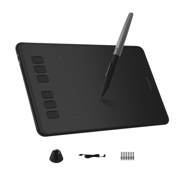 HUION Inspiroy H640P Drawing Tablet, 6x4 inch Art Tablet with Battery-Free Stylus, 8192 Pen Pressure, 6 Hot Keys, Graphics Tablet for Drawing, Writing, Design, Teaching, Work wit