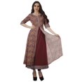 thumbnail image 1 of Moomaya Womens A Line Kurti With Pant Front Slit Printed Evening Indian Kurta-L, 1 of 1