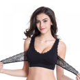 thumbnail image 3 of MesaSe Women Front Cross Side Buckle Bra Wireless Lace Breathable Bra Intimates Without Steel Ring, 3 of 7