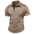 thumbnail image 4 of Styesk T Shirts for Man Fashion Solid Color Leisure Versatile Motion Button T-shirt Lapel Top, 4 of 5