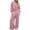 Pink, variant on HAiming Womens 2 Piece Outfits Casual V Neck Pullover Shirts Wide Leg Pants Loose Solid Color Workout Tracksuit Sets