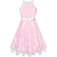 thumbnail image 2 of Robe Fille Rose Papillon Brodé Robe Dos Nu Fête 5 Ans, 2 of 6