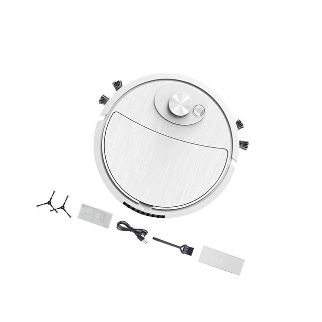 Silent Robot Vacuum Cleaner USB Charging 3 in 1 for Carpets Pets Hair White
