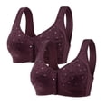 thumbnail image 1 of Sports Bras Front Closure Non-Restrictive Fit Bra Plus Size With Wireless No Padding​​ Bra Purple 90B, 1 of 3