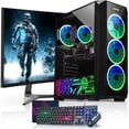 thumbnail image 1 of Gaming PC Tower ~ Intel Core i7 Processor, 16GB DDR4 RAM, 512GB NVMe SSD, AMD RX 550 4GB, 24 Inch Gaming Monitor, Windows 11 Pro, WiFi - Refurb, 1 of 6