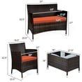 thumbnail image 3 of Costway 4PCS Rattan Patio Furniture Set Cushioned Sofa Chair Coffee Table Orange, 3 of 10