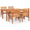 thumbnail image 2 of vidaXL 5 Piece Patio Dining Set with Cushions Solid Acacia Wood, 2 of 6