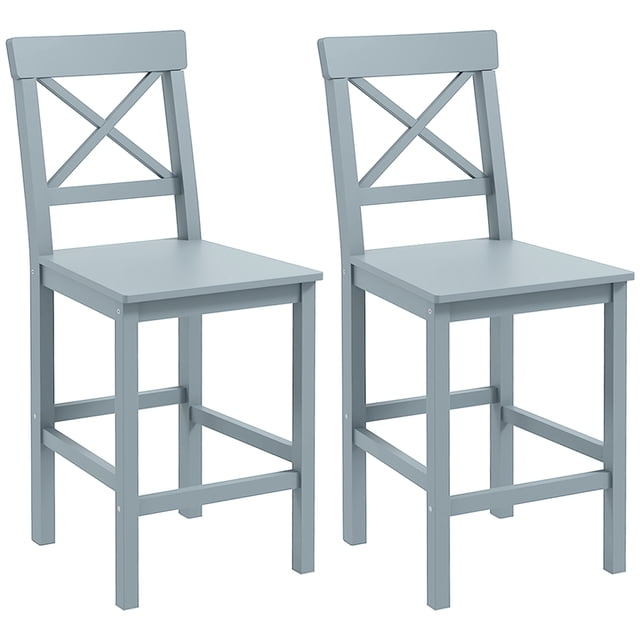 HOMCOM Tabourets de Bar Hauteur Comptoir Ensemble de 2 avec Dossier Croisé et Repose-Pieds