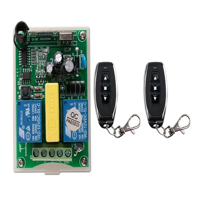 Télécommande Sans Fil AC 220V 2 CH 2CH RF Récepteur + Émetteur Moteur Tubulaire pour Porte de Garage, Facile à Installer