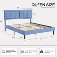 thumbnail image 2 of VECELO Queen Size Upholstered Bed Frame, Modern Platform Bed Frame with Adjustable Button Tufted Headboard for Bedroom, No Box Spring Needed, Easy Assembly, Light Blue, 2 of 8