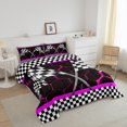 thumbnail image 3 of Erosebridal Racing Car Bedding Full Comforter Set, Checkered Flag Down Comforter, Honeycomb Geometric Decor, Breathable 3pcs, 3 of 8