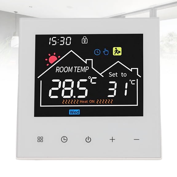 Thermostat Intelligent Programmable avec Écran Tactile Couleur Haute Définition, Fonctions de Minuterie et de Planification, Économie d'Énergie pour la Maison, le Bureau, l'Hôtel