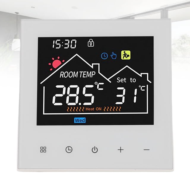 Smart Programmable Thermostat HD Color Touchscreen with Energy Saving Mode Flame Retardant for Home Commercial Use