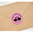 thumbnail image 3 of Darling Souvenir Round 45 Pcs Loving Swans Save The Date Stickers Personalized Bride Groom Names And Date Envelope Seals - Light Pink, 3 of 4