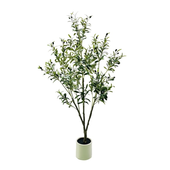 BeesClover Olivier Artificiel avec Tronc Réaliste et Fruits d'Olivier – Grande Plante Artificielle dans un Pot Blanc Incassable – Déco Intérieure Extérieure Réaliste pour la Maison, le Bureau, l'Entrée, le Jardin, le Magasin, le Mariage