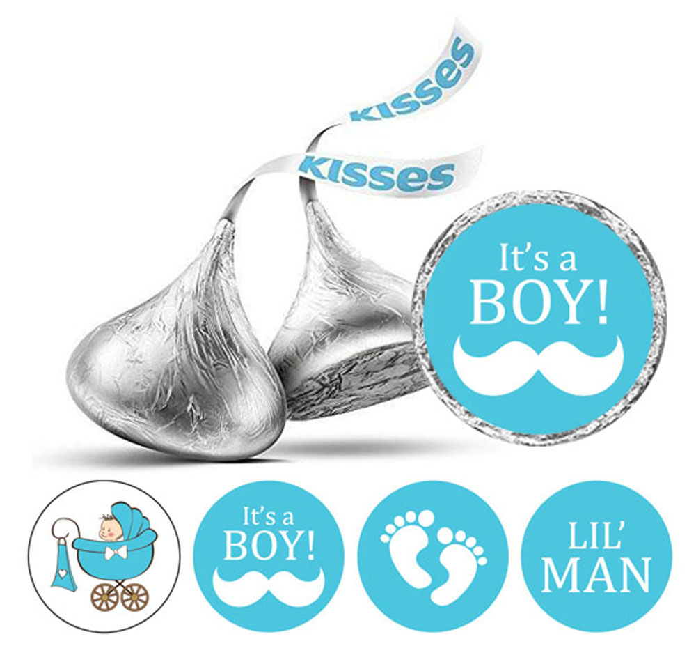 Darling Souvenir It's A Boy Stickers Candy Chocolate Labels 190 Pcs Party Fabor-Black