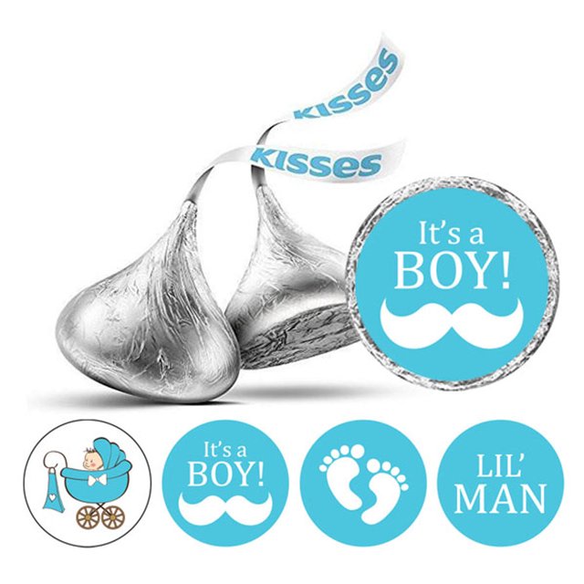Darling Souvenir It's A Boy Stickers Candy Chocolate Labels 190 Pcs Party Fabor-Black