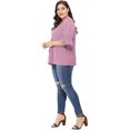 thumbnail image 4 of GRACE & GRANDEUR Women's Plus Size St Patrick's Day Work Ruffle V Neck Smocked Sleeves Blouse Purple 3X, 4 of 6