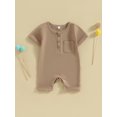 thumbnail image 2 of Faithtur Baby Boys Girls Jumpsuit, Short Sleeve Button Down Round Neck Solid Color Romper Shorts, 2 of 9