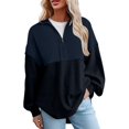 thumbnail image 1 of MeetoTime Sweatshirts Surdimensionnés pour Femmes Automne 2024 Demi-Zip Pull Manches Longues Zip Up Sweatshirt Tops, 1 of 6