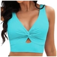 thumbnail image 1 of Bikini Swimsuit For Women Cropped Tankini Beach Padded Knot Cut Out Adjustable Tank Swimwear, 1 of 4
