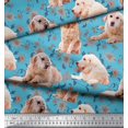 thumbnail image 2 of Soimoi Poly Georgette Fabric Floral,Book & Golden Retriever Dog Decor Fabric Printed Yard 42 Inch Wide, 2 of 3