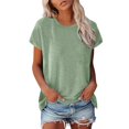 thumbnail image 1 of Hiiyo T-Shirt pour Femme Grande Taille à Manches Courtes, Col Ras du Cou, T-Shirt d'Été Décontracté, Vert Menthe TTTG, 1 of 6