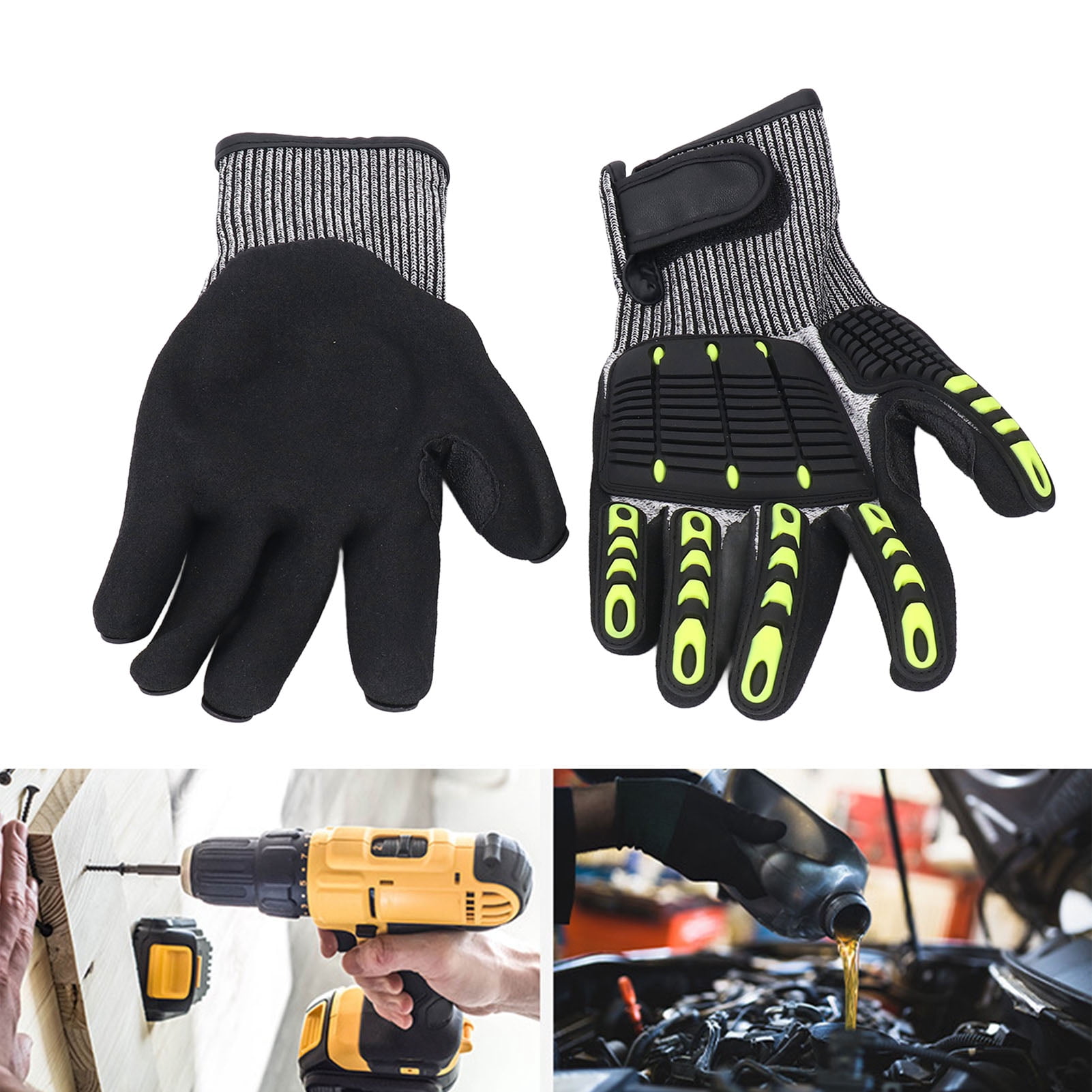 Safety Work Gloves, Oil & Water Resistant Unisex Lightweight Safety Gloves Touchscreen Compatibility Impact Resistant Mechanical Work Gloves for Farming, Gardening, Construction