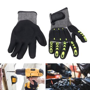 Safety Gants de travail, huile & Gants de sécurité légers unisexe imperméable Compatibilité écran tactile Gants mécaniques résistants aux chocs pour l'agriculture, le jardinage, la construction