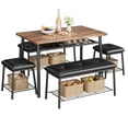 thumbnail image 1 of 3-Piece Dining Table Set for 2-6 - Modern Kitchen Table with Storage Rack, Upholstered Chairs & Benches - Space-Saving Rectangular Dinette for Apartment, Breakfast Nook - Classic Color (Classic color), 1 of 8