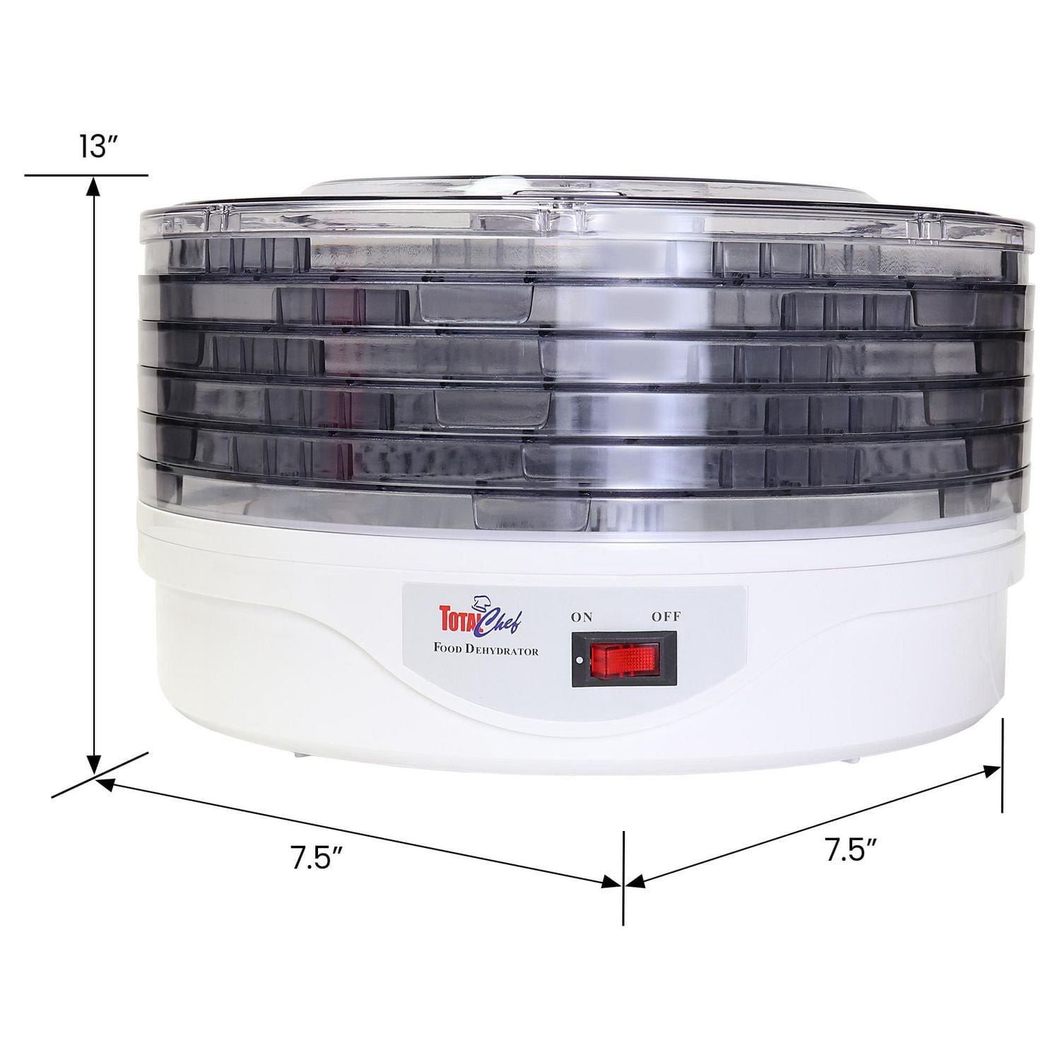 Total Chef Countertop Food Dehydrator with 5 Trays, Compact & Energy-Efficient Dehydration for Fruits & Snacks