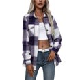 thumbnail image 1 of Women Plaid Flannel Shirt Jacket Button Down Lapel Long Sleeve Shacket Cardigan Coats Fall Spring Clothes, 1 of 5