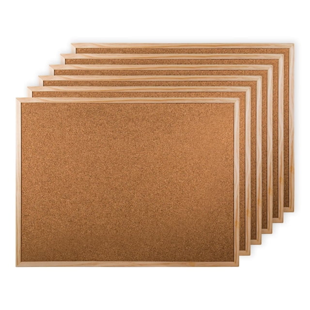Office Works Panneaux d'Affichage en Liège de Taille Moyenne, Ensemble de six, Chacun de 17,5 par 11,5 Pouces, avec surface en Liège Naturel et Cadre en Pin Clair, Idéal pour Épingler des notes, des Rappels et des Idées de Projets au Bureau Ou à la Maison.
