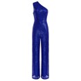 thumbnail image 3 of inlzdz Combinaison Sans Manches pour Femmes une Épaule Robe de Soirée à Sequins Robe de Soirée Bleu L, 3 of 7