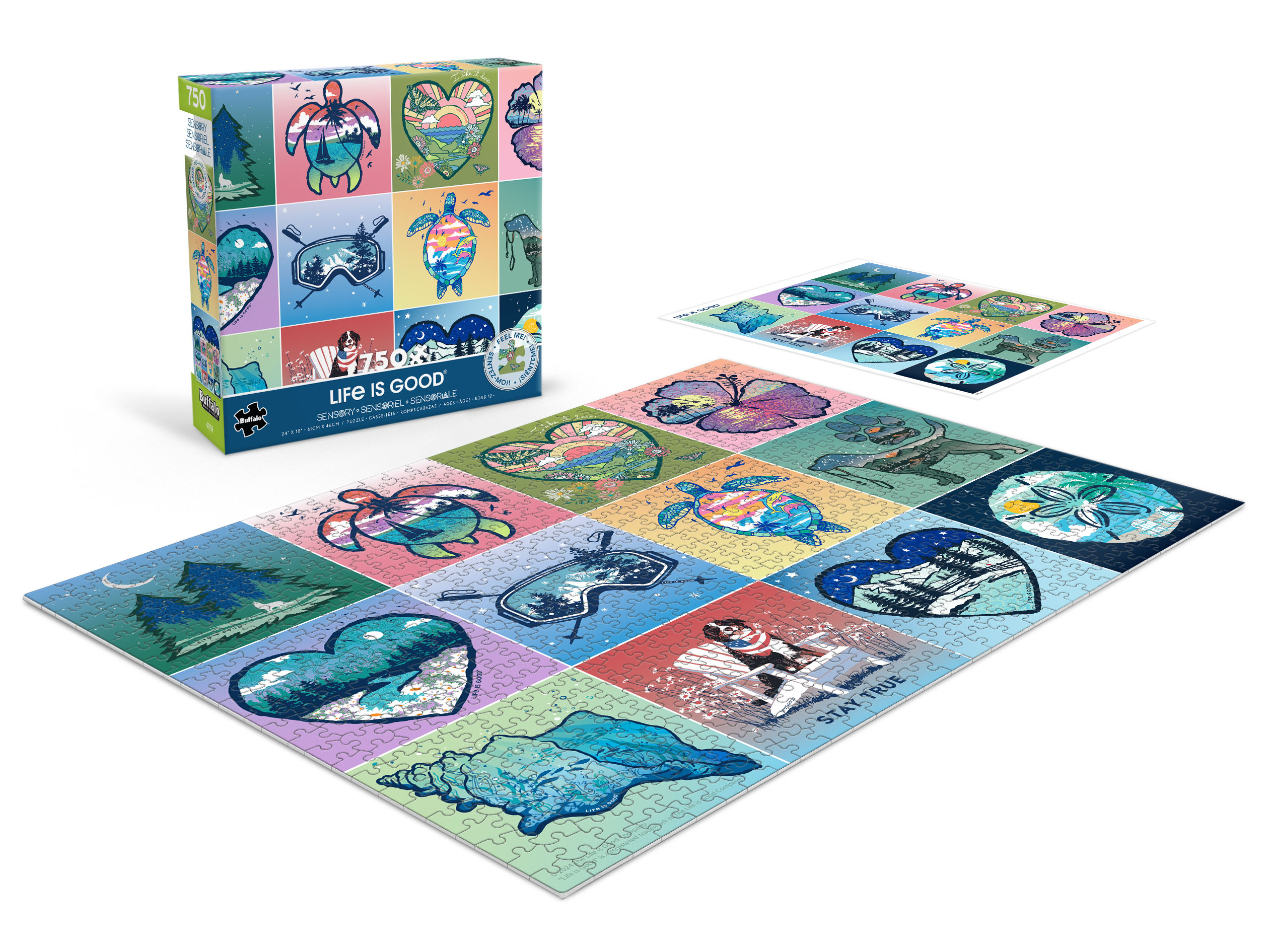 Puzzle en pièces s’emboîtant Ceaco Block Print Collage de 750 pièces pour adultes à partir de 14 ans