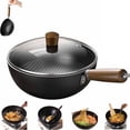 thumbnail image 2 of Fish Scale Pattern Flat Bottom Non Stick Pan Steel Woks & Stir Fry Pans Nonstick With Glass Lid For Induction Non Stick Fry Fan Set Deep Fry Pan with Ceramic Flat Bottom Cookware for Glass Top Stove, 2 of 4